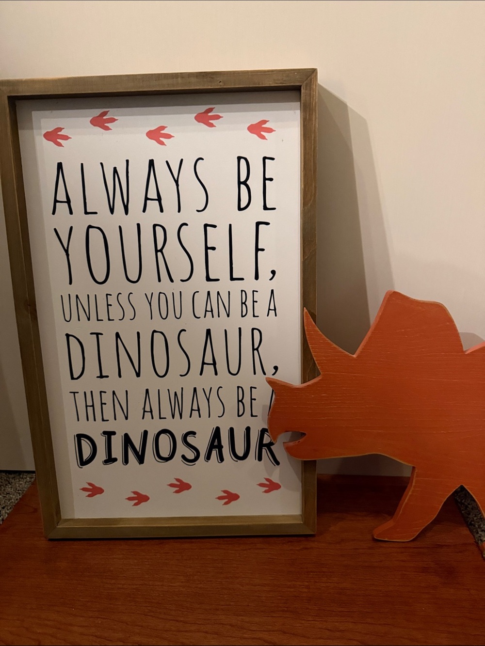 Hobby Lobby Framed Dino Quote Wall Art - White & Coral